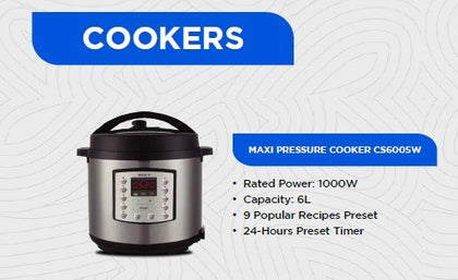 Maxi 6Ltr Electric Pressure Cooker |MY-CS6005W