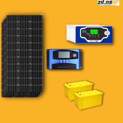 2.5kva/24v Inverter + Two 220ah Tubular battery + 300Watt Solar Panel (4) + 80ah Charger Controller