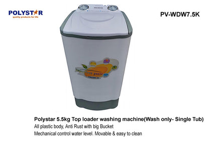 Polystar 7.5Kg Single Tub Washing Machine | PV-WDW7.5