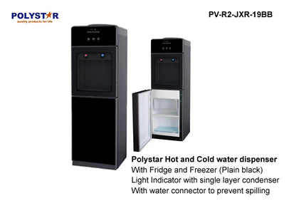 Polystar Hot & Cold Water Dispenser with Fridge | PV-R2-JXR-19BB