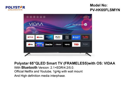 Polystar 65 Inches QLED Smart VIDAA  TV | PV HK65FLSMYN