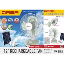 Qasa 12 Inches 3 in 1 Rechargeable Table Fan | QRF 2912