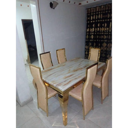 Marble Dinning table with 6 chairs and Gold Frame | EXC 11G Universal