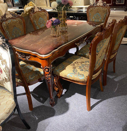 Copy of Exclusive Marble Dinning Table Set With 6 Sitting Chair Brown| Exc 26 Generic
