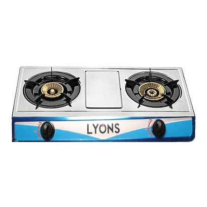 Lyons-Stainless Steel Body-Gas Stove-Double Burner+ Gas Regulator + 12.5kg Gas Cylinder with Hose and Clip freeshipping - Zit Electronics Store