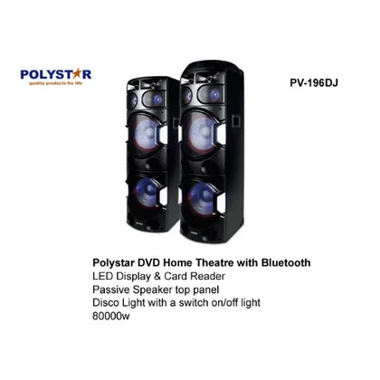Polystar 80000w Xbass Dvd Home Theatre With Bluetooth | Pv-196dj polystar