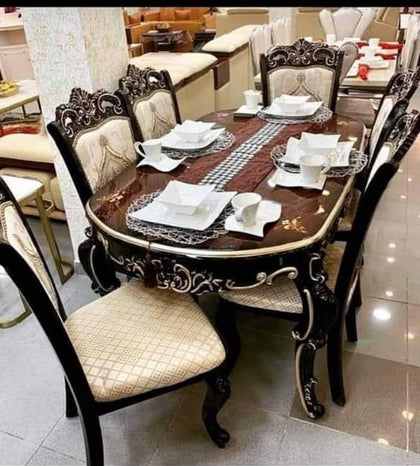 Royal Dining Table Set with 6 Chairs Exclusive Generic